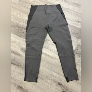 NEW! G by Giuliana GSculpt Faux Leather and Ponte Legging, Dark Gray/Gray